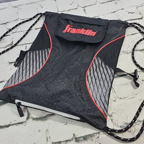 Franklin Deluxe Sport Sack String Backpack Black Red - Picture 3 of 10